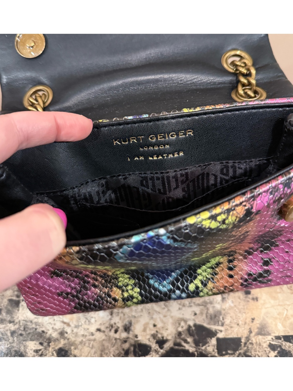 Kurt Geiger Kensington Snake-Skin Bag - Picture 12 of 15